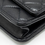 CHANEL PEARL CRUSH WALLET ON CHAIN LAMBSKIN BLACK GHW (MICROCHIP)