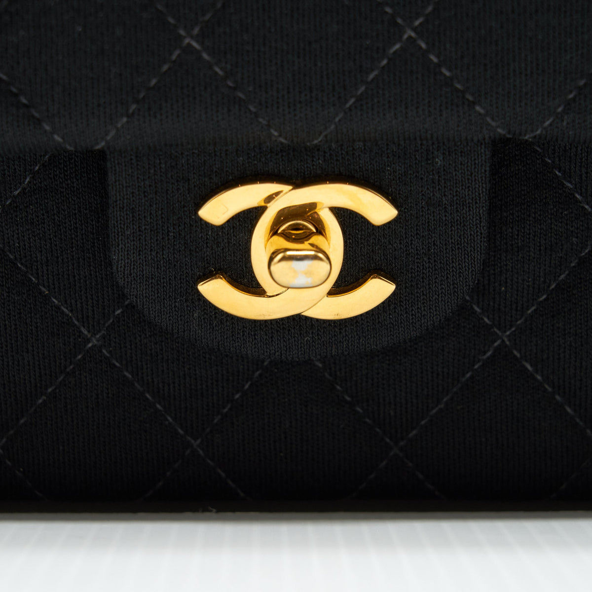 CHANEL VINTAGE SMALL CLASSIC FLAP BAG FABRIC BLACK RUTHENIUM GHW