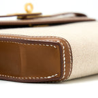 HERMES POCHETTE KELLY DEPECHES 25 CANVAS AND BARENIA, ECRU/ BEIGE / FAUVE GHW
