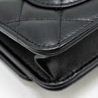 CHANEL PEARL CRUSH WALLET ON CHAIN LAMBSKIN BLACK GHW (MICROCHIP)