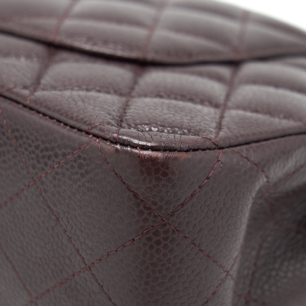 CHANEL MEDIUM CLASSIC DOUBLE FLAP BAG CAVIAR BURGUNDY SHW