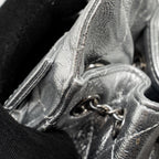 CHANEL MINI 25 BAG METALLIC GRAINED CALFSKIN SILVER SHW (MICROCHIP)