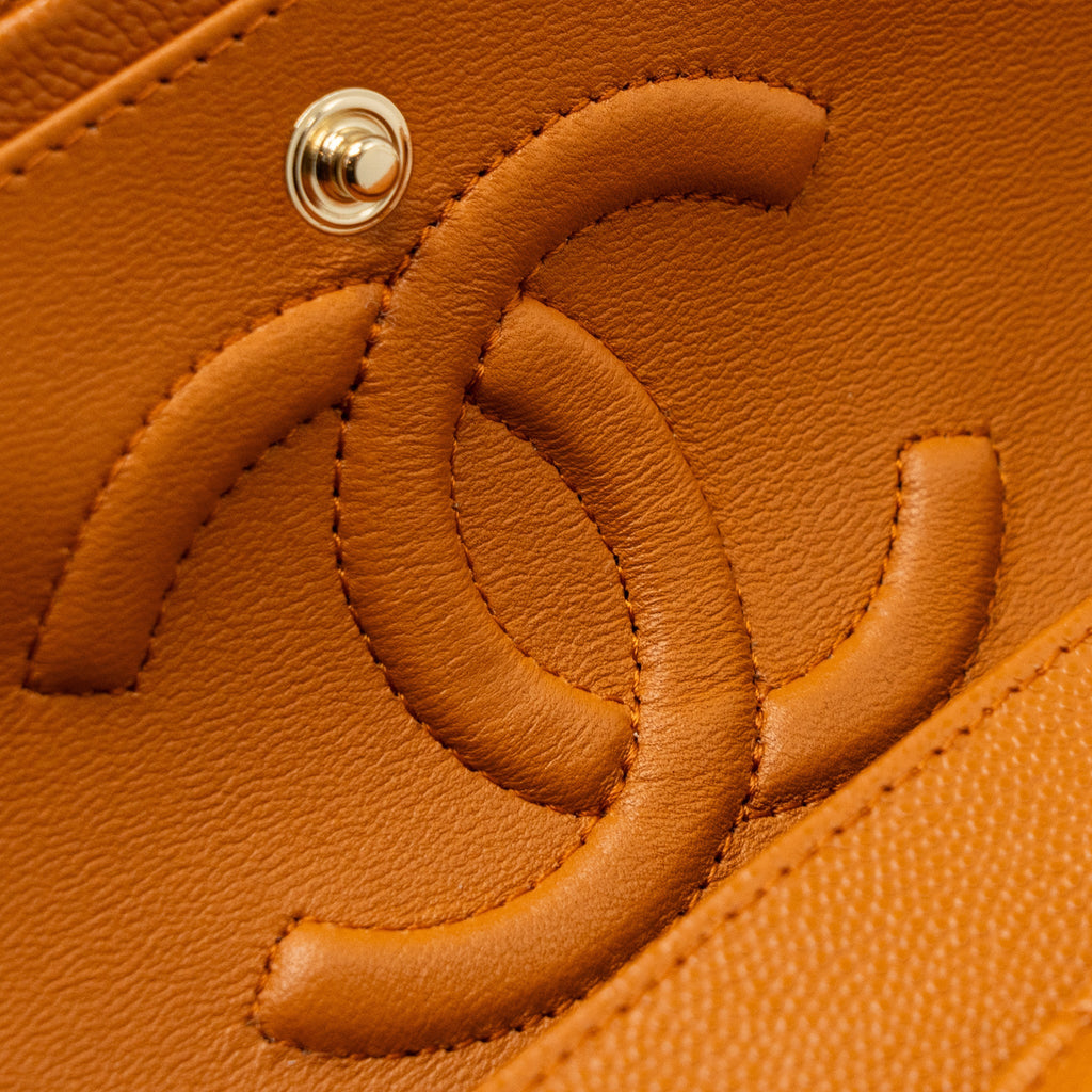 CHANEL MEDIUM CLASSIC DOUBLE FLAP BAG CAVIAR CARAMEL LGHW(MICROCHIP)