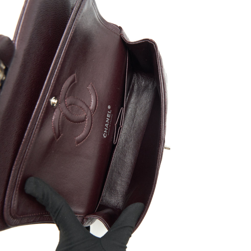 CHANEL MEDIUM CLASSIC DOUBLE FLAP BAG CAVIAR BURGUNDY SHW