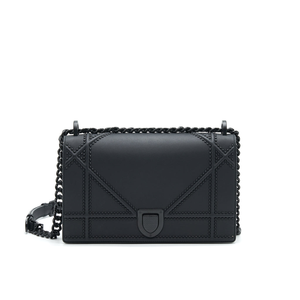 DIOR MEDIUM STUDDED SO BLACK DIORAMA BAG