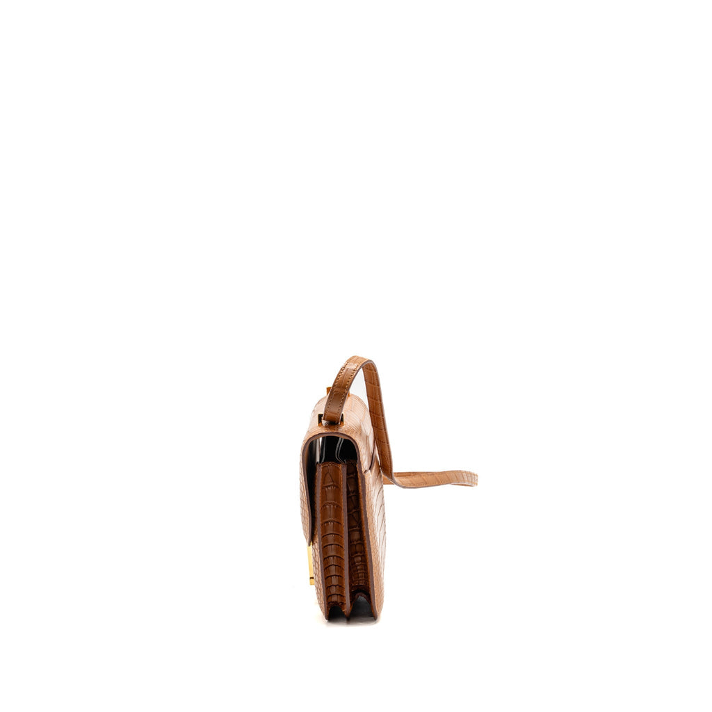 Hermes Mini Constance Alligator Mississippiensis Mat Gold GHW