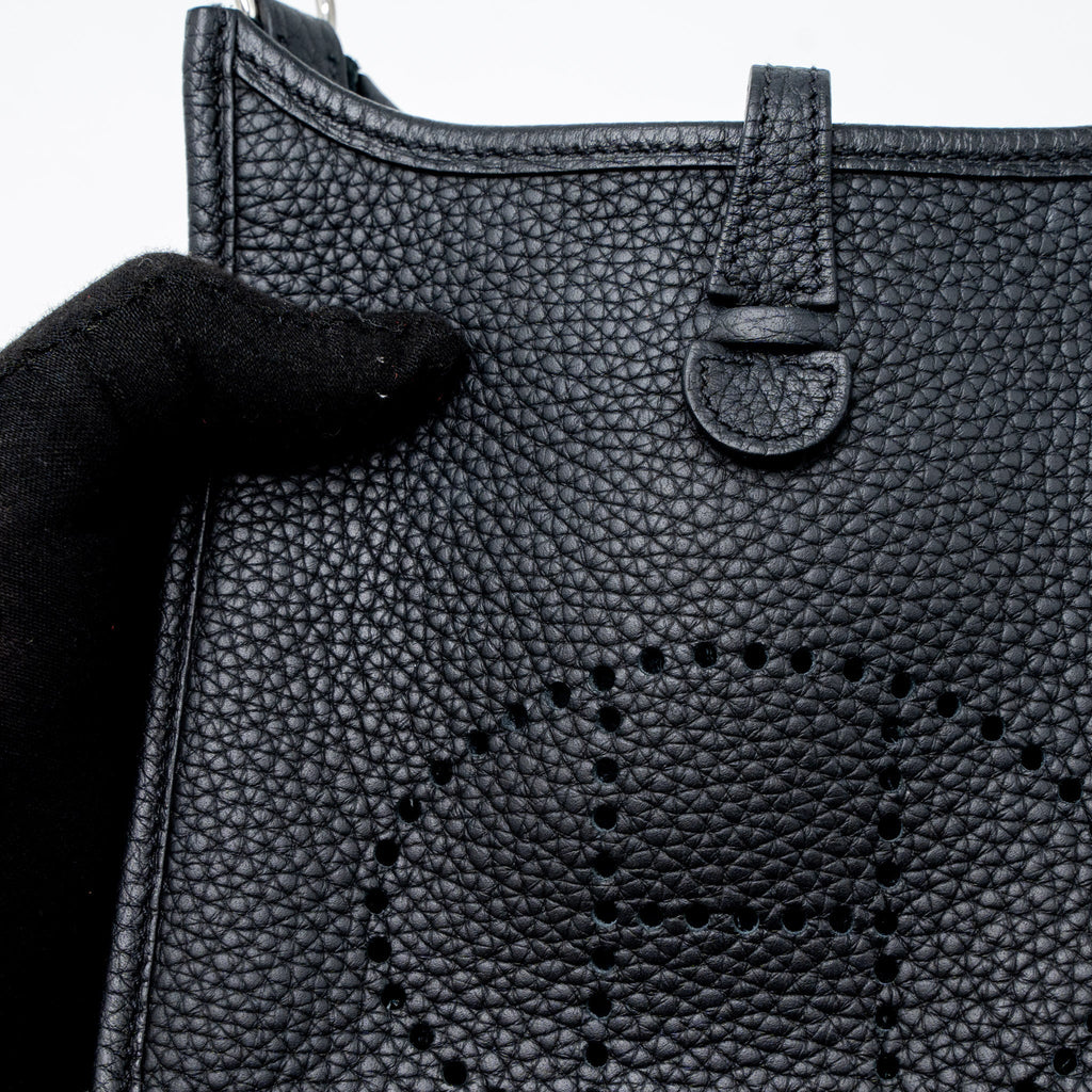 Hermes Mini Evelyn Clemence Black SHW