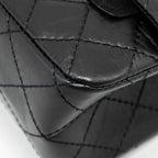 CHANEL SMALL 2.55 REISSUE DOUBLE FLAP BAG AGED CALFSKIN BLACK GHW (MICROCHIP)