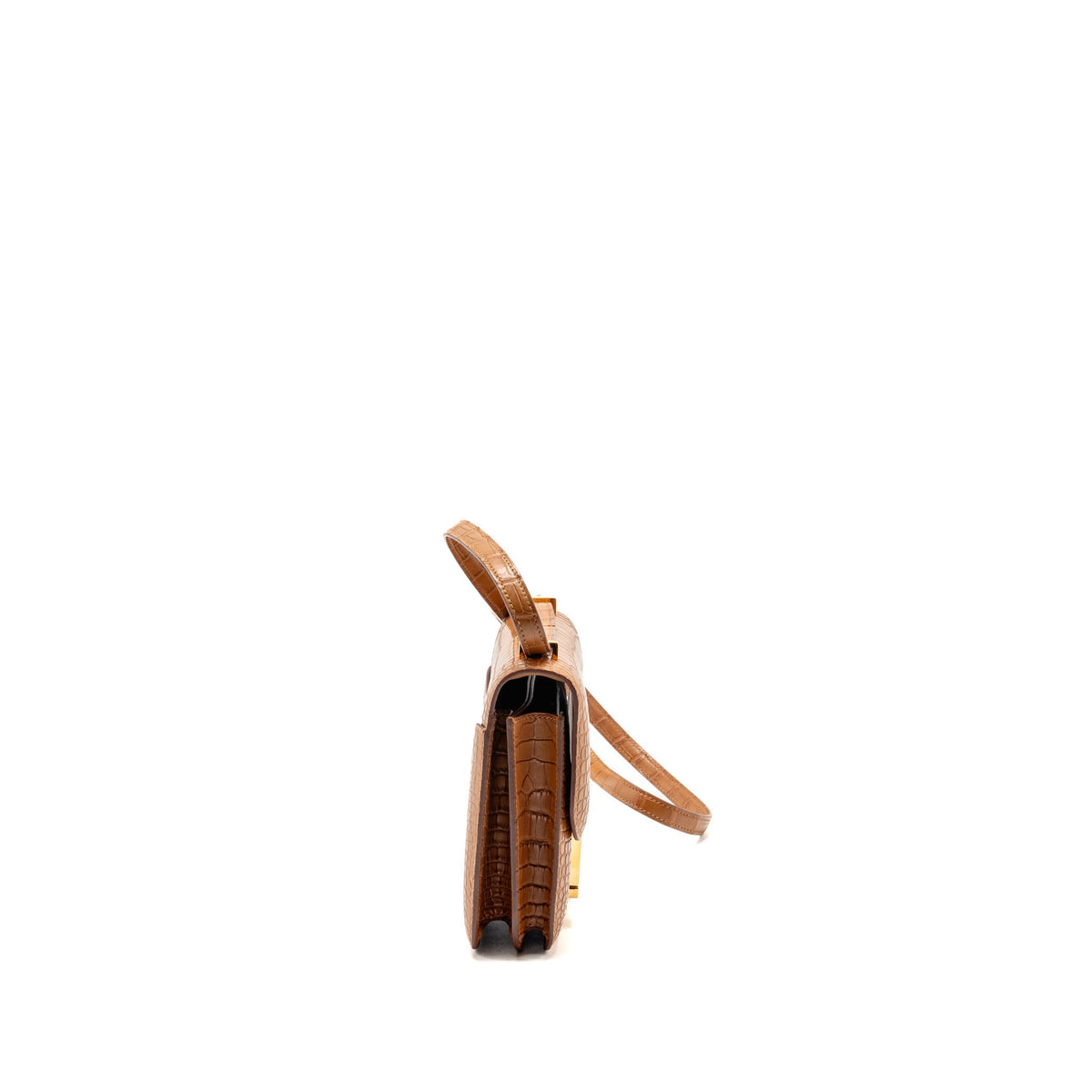 Hermes Mini Constance Alligator Mississippiensis Mat Gold GHW