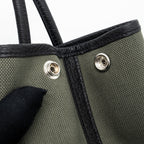 HERMES GARDEN PARTY 30 TOILE MILITAIRE/NEGONDA VERT DE GRIS/BLACK SHW