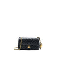 CHANEL PEARL CRUSH MINI RECTANGULAR LAMBSKIN BLACK BRUSHED GHW (MICROCHIP)