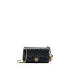 CHANEL PEARL CRUSH MINI RECTANGULAR LAMBSKIN BLACK BRUSHED GHW (MICROCHIP)