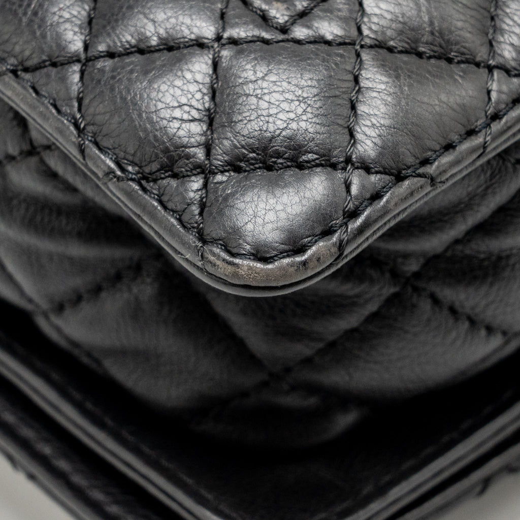 Chanel new medium boy bag soft calfskin black ruthenium silver hardware