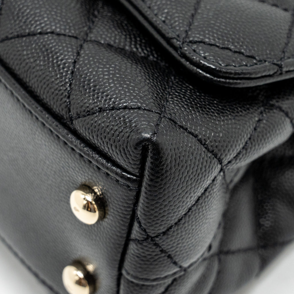 CHANEL MINI COCO HANDLE CAVIAR BLACK LGHW (MICROCHIP)