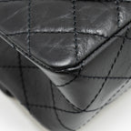 CHANEL SMALL 2.55 REISSUE DOUBLE FLAP BAG AGED CALFSKIN BLACK GHW (MICROCHIP)