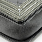 Chanel new medium boy bag goatskin/patent grey ruthenium silver hardware