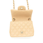 CHANEL 22C MINI SQUARE FLAP BAG LAMBSKIN BEIGE LGHW (MICROCHIP)