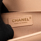 CHANEL MEDIUM BOY BAG GRAINED CALFSKIN BEIGE GHW