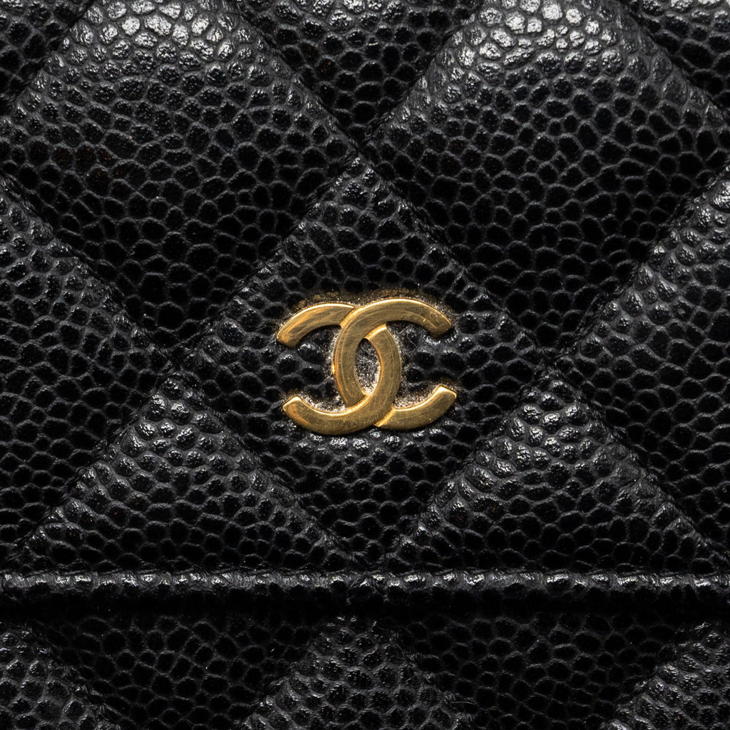 CHANEL FLAP LONG WALLET CAVIAR BLACK GHW