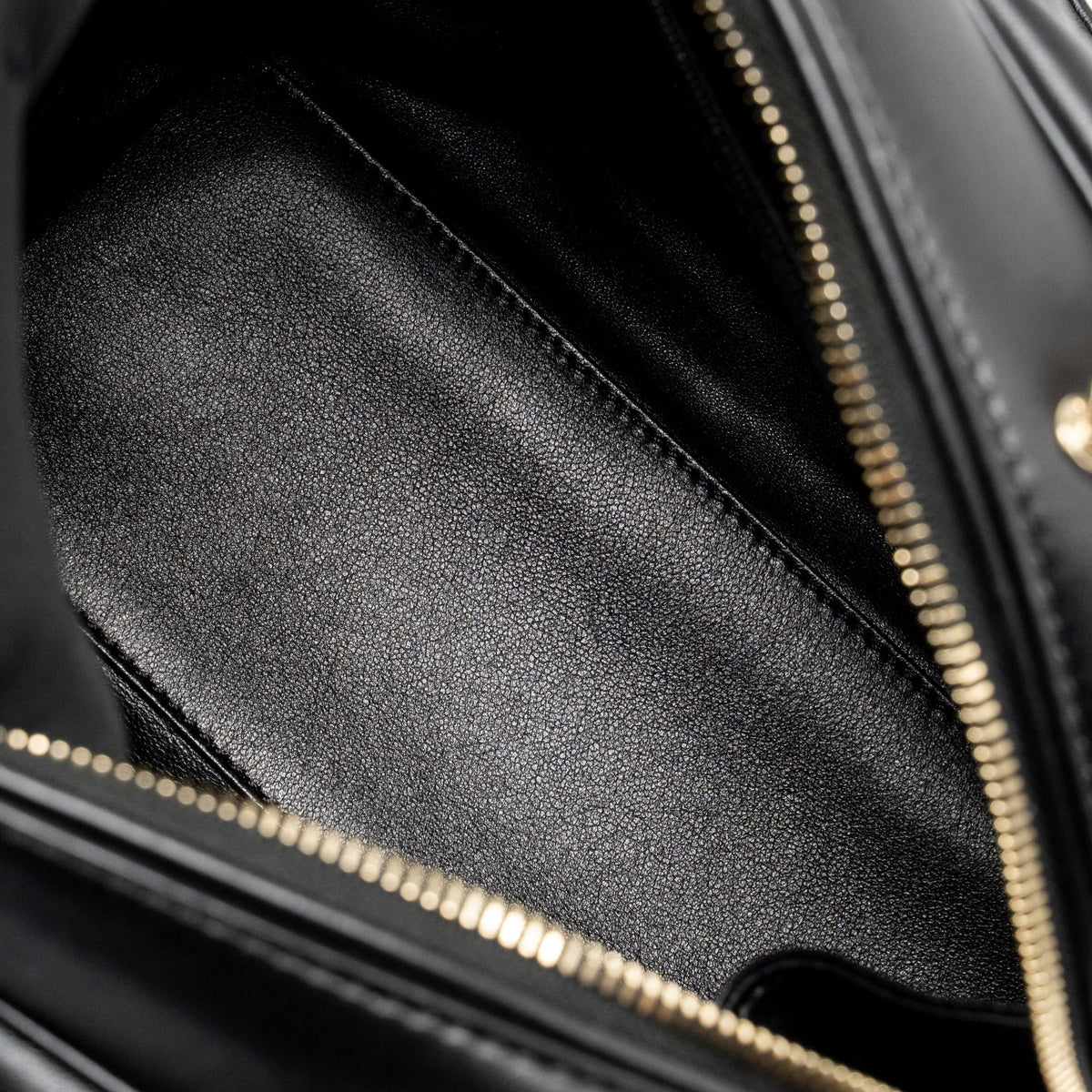 Chanel CC Quilted Bowling Bag Lambskin Black LGHW