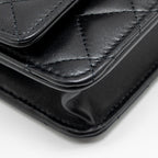 CHANEL TRENDY CC WALLET ON CHAIN LAMBSKIN BLACK LGHW (MICROCHIP)
