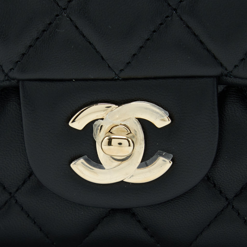 CHANEL MINI RECTANGULAR FLAP BAG LAMBSKIN BLACK LGHW