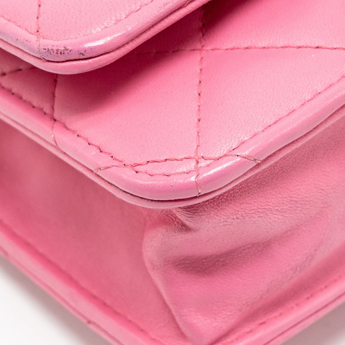 CHANEL CLASSIC WALLET ON CHAIN LAMBSKIN PINK SHW