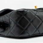 CHANEL PEARL CRUSH MINI RECTANGULAR FLAP BAG LAMBSKIN BLACK GHW (MICROCHIP)