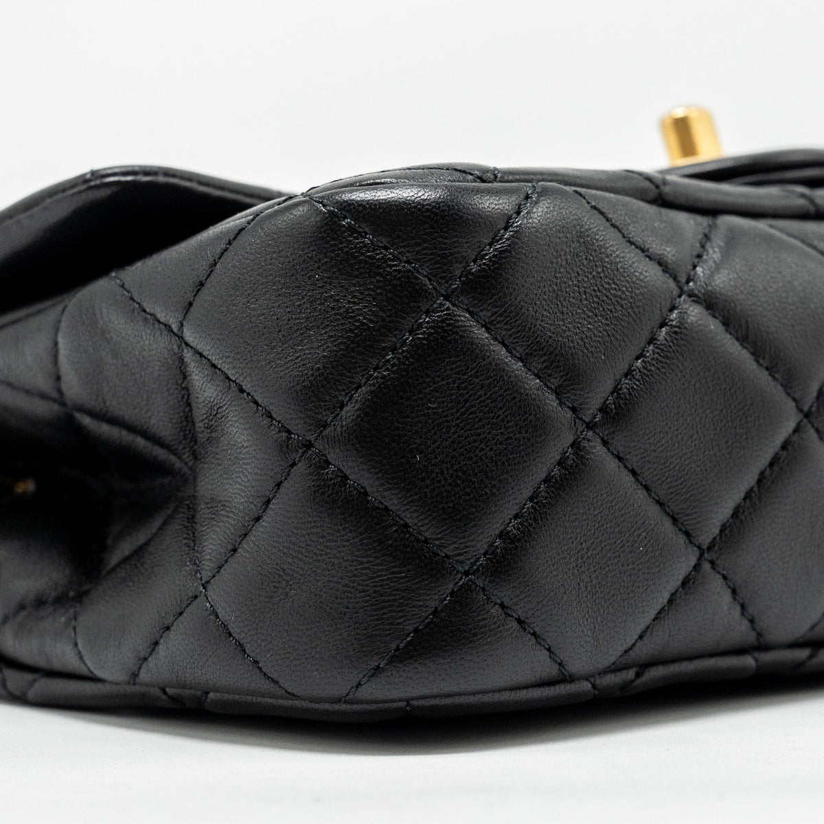 CHANEL PEARL CRUSH MINI RECTANGULAR FLAP BAG LAMBSKIN BLACK GHW (MICROCHIP)