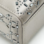 DIOR MINI LADY DIOR SATIN CRYSTAL CANNAGE GREY SHW