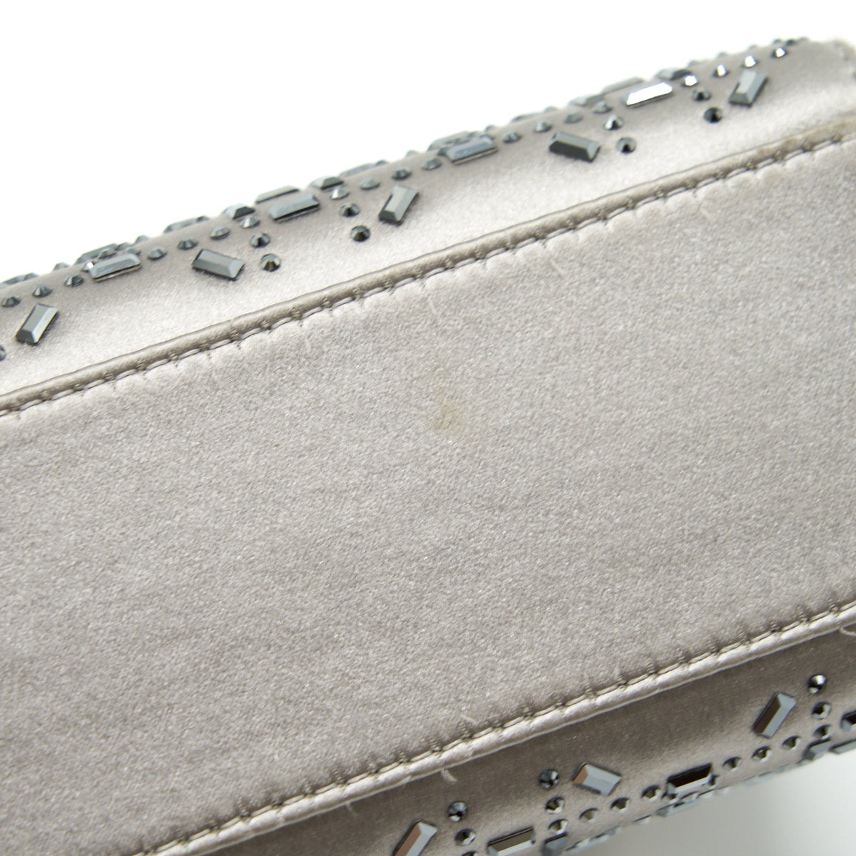 DIOR MINI LADY DIOR SATIN CRYSTAL CANNAGE GREY SHW
