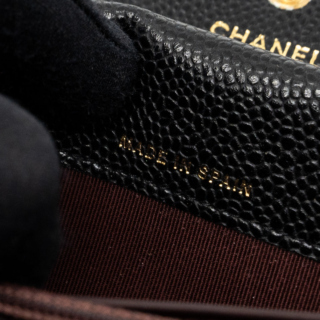 CHANEL FLAP LONG WALLET CAVIAR BLACK GHW