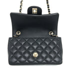 CHANEL MINI RECTANGULAR FLAP BAG LAMBSKIN BLACK LGHW