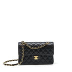 CHANEL SMALL CLASSIC DOUBLE FLAP CAVIAR BLACK GHW (MICROCHIP)