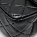 CHANEL PEARL CRUSH MINI RECTANGULAR FLAP BAG LAMBSKIN BLACK GHW (MICROCHIP)