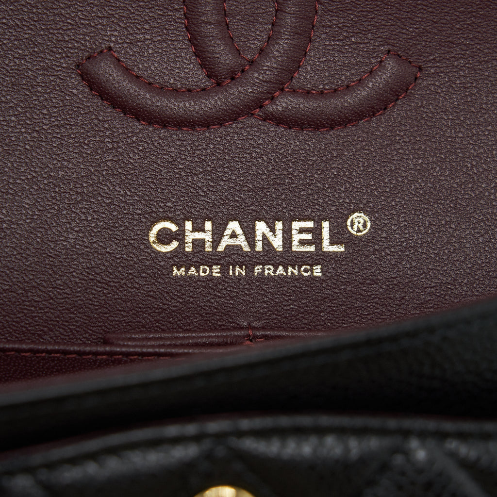 CHANEL SMALL CLASSIC DOUBLE FLAP BAG CAVIAR BLACK GHW (MICROCHIP)