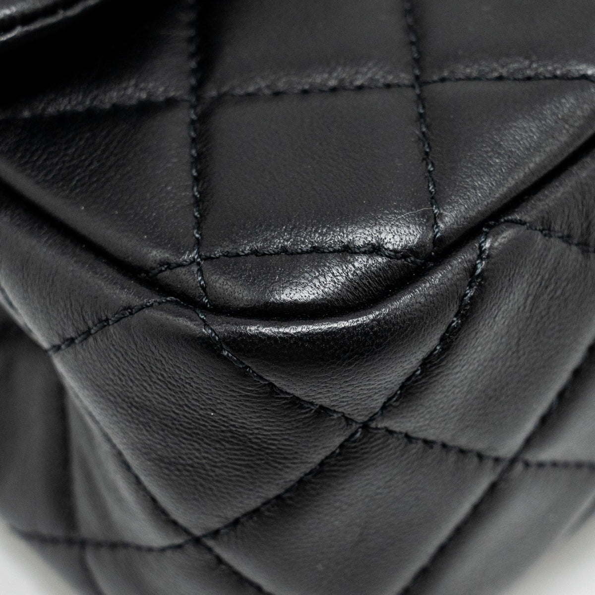 CHANEL PEARL CRUSH MINI RECTANGULAR FLAP BAG LAMBSKIN BLACK GHW (MICROCHIP)