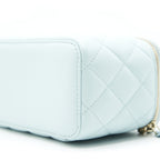 CHANEL 21K RECTANGULAR TOP HANDLE VANITY WITH CHAIN BABY BLUE LGHW