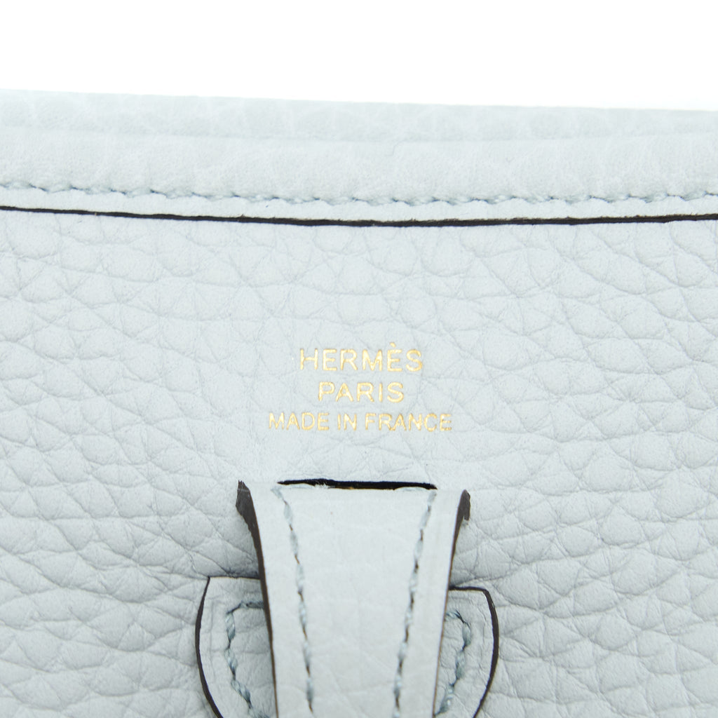Hermes Mini Evelyn Clemence Blue Pale/Gris Etain GHW