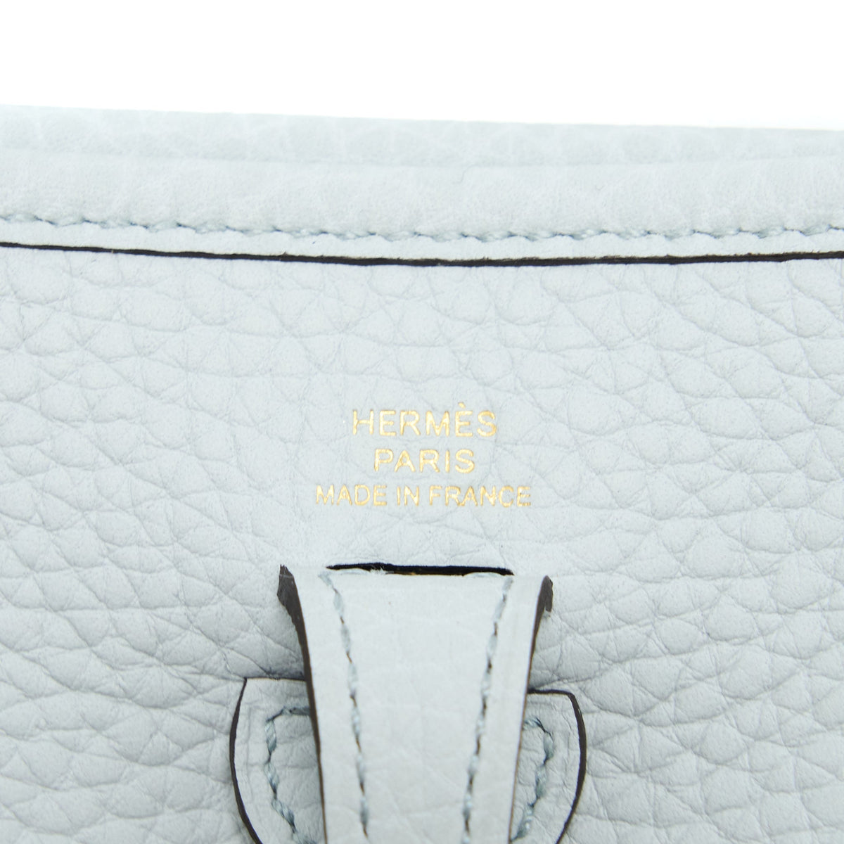 Hermes Mini Evelyn Clemence Blue Pale/Gris Etain GHW