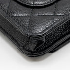 CHANEL CLASSIC WALLET ON CHAIN CAVIAR BLACK GHW (MICROCHIP)