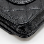 CHANEL CLASSIC WALLET ON CHAIN CAVIAR BLACK GHW (MICROCHIP)