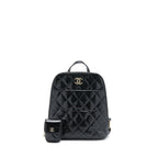 CHANEL 22A QUILTED BACKPACK SHINY CALFSKIN BLACK LGHW (MICROCHIP)