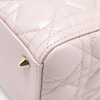 DIOR MEDIUM LADY DIOR LAMBSKIN IRIDESCENT PINK LGHW