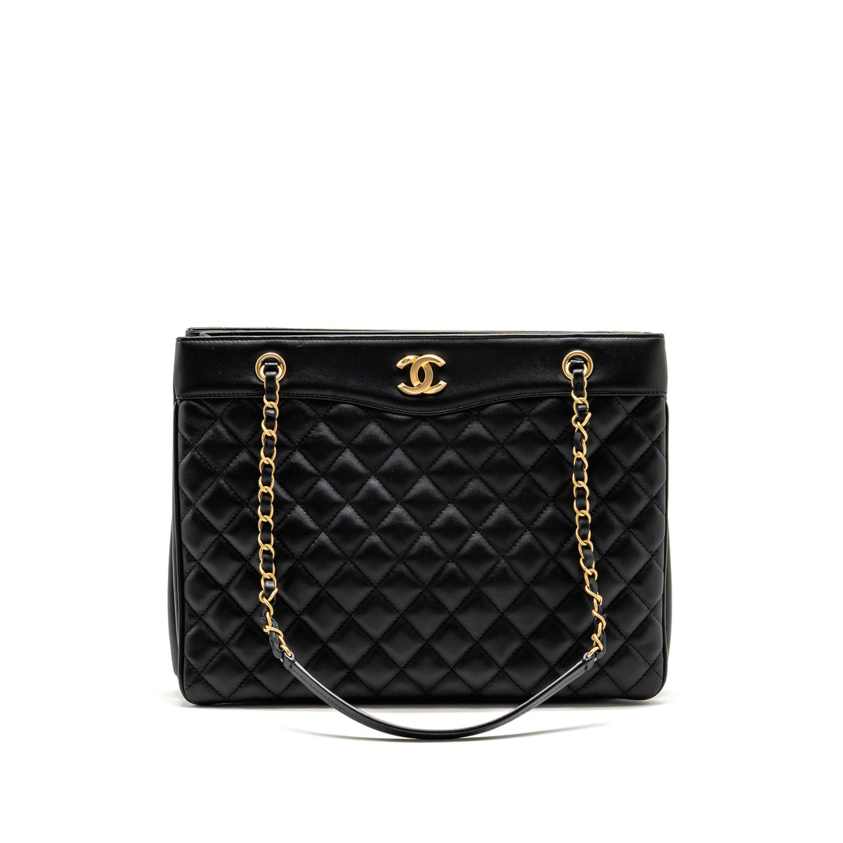 Chanel Quilted Shopping Tote Bag Calfskin Black GHW