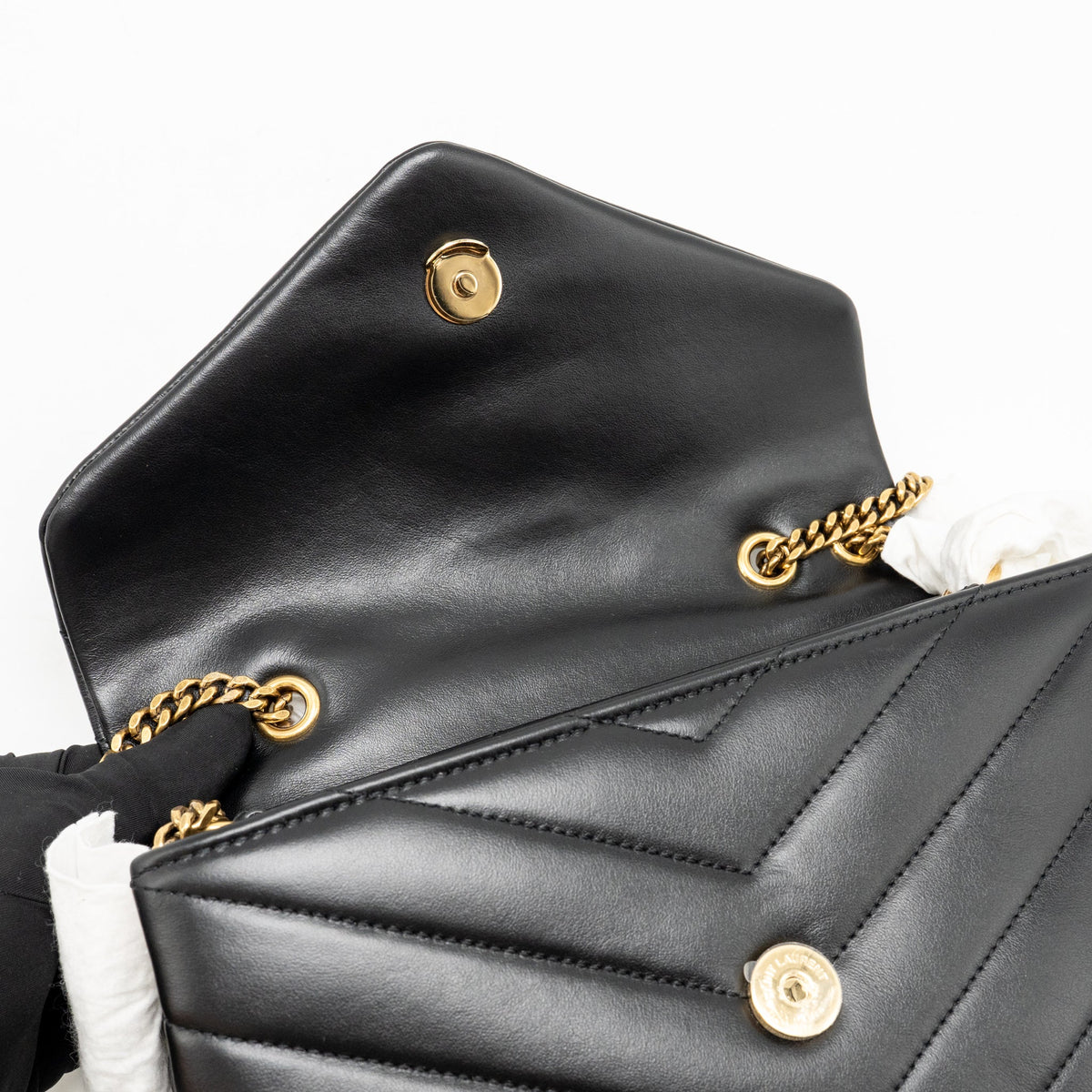 Saint Laurent Small Lou Lou flap bag calfskin black GHW