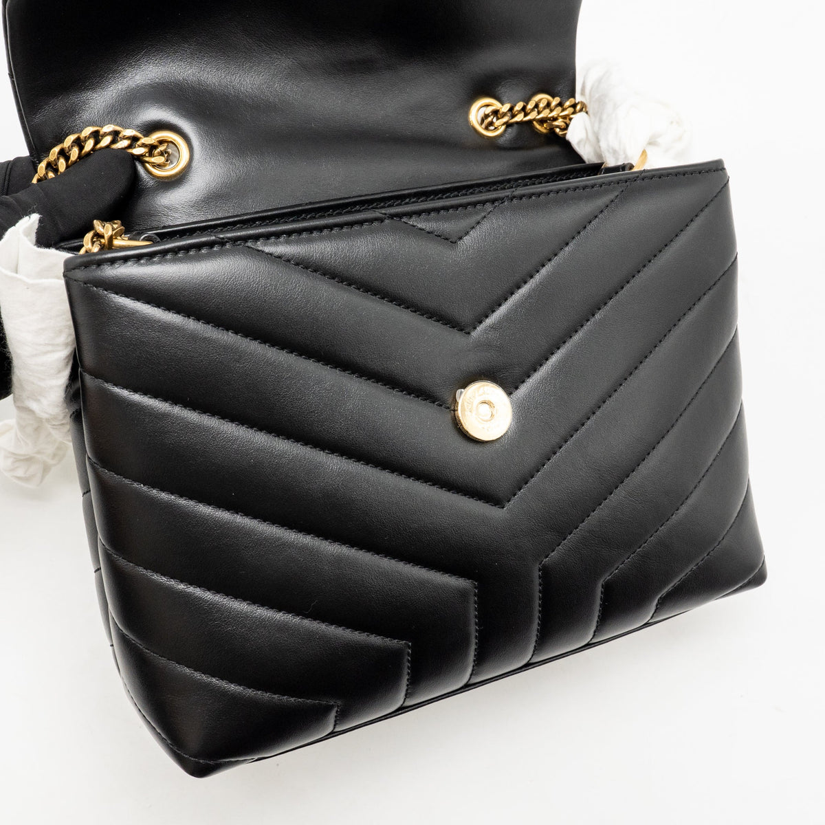 Saint Laurent Small Lou Lou flap bag calfskin black GHW