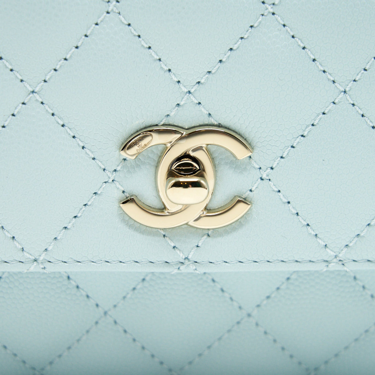 CHANEL 21K BABY BLUE COCO HANDLE SMALL (OLD MINI) 24CM LGHW (MICROCHIP)