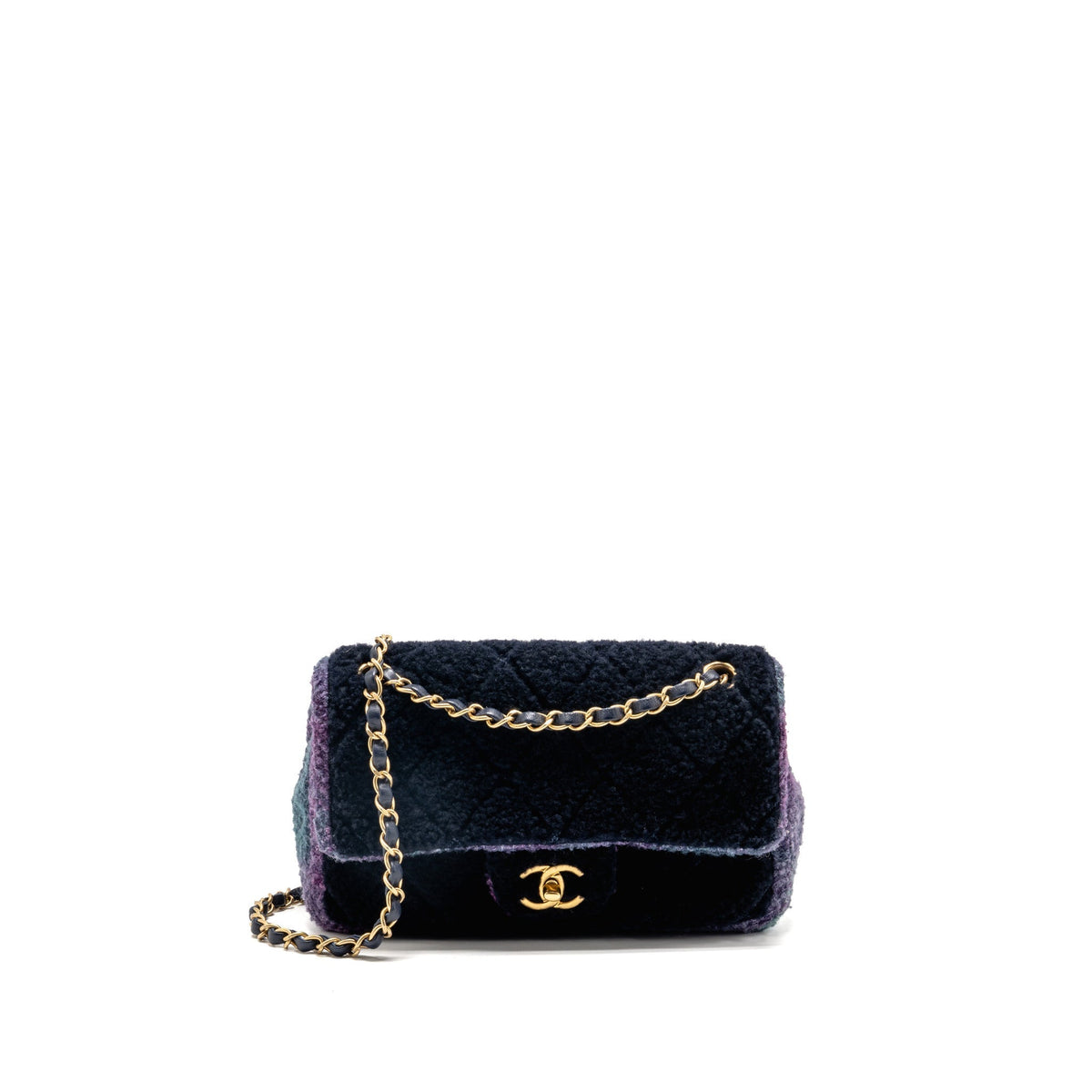Chanel CC Quilted Flap Bag Shearling Multicolour GHW