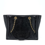 CHANEL DEAUVILLE TOTE BAG CALFSKIN BLACK WITH DETAIL LOGO GHW